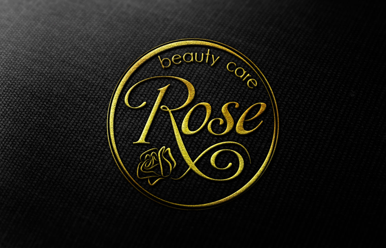 logo rose beauty care gold embroidery