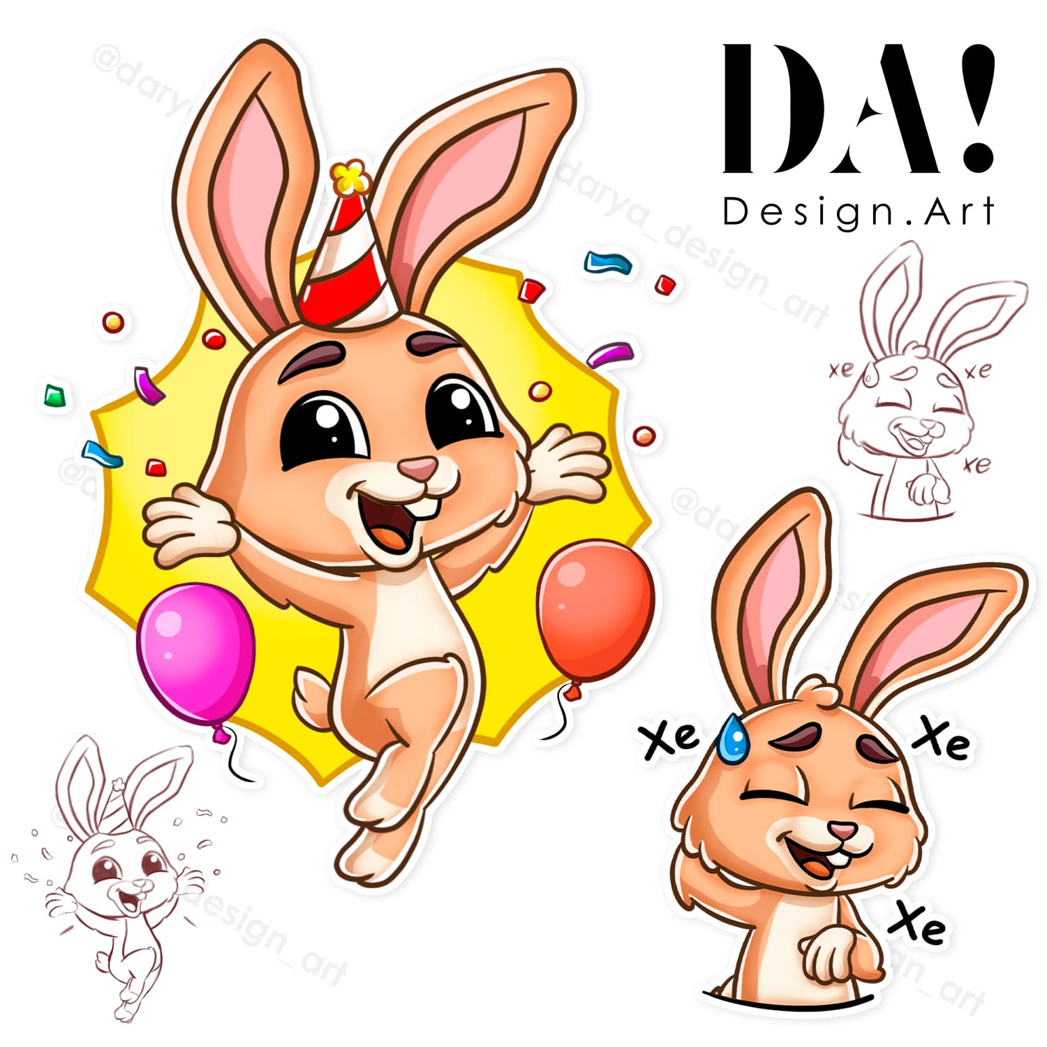 фирменные стикеры зайка кролик дизайн