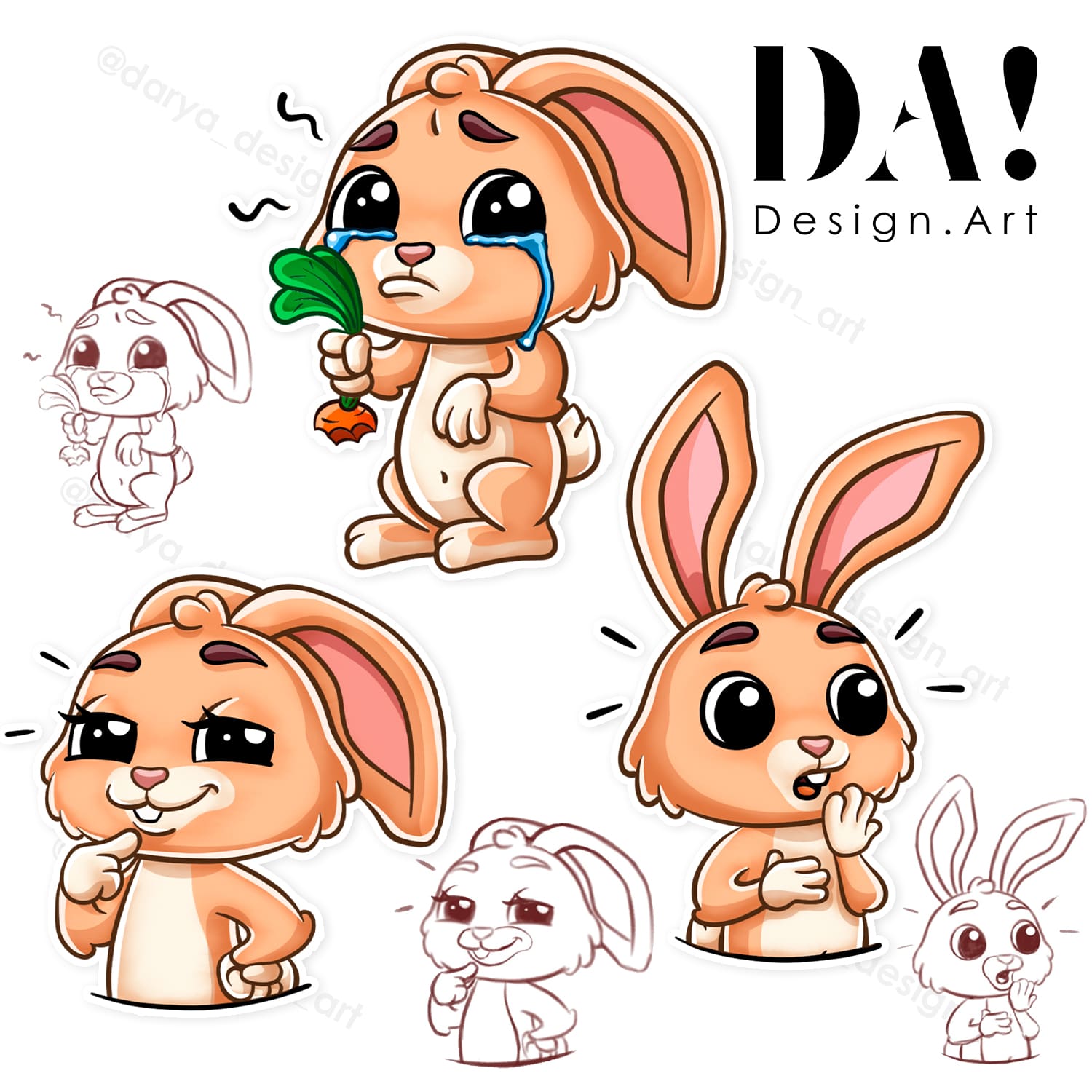 фирменные стикеры зайка кролик дизайн